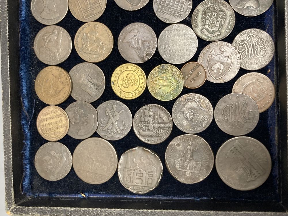 A collection of 18th/19th century UK copper tokens,